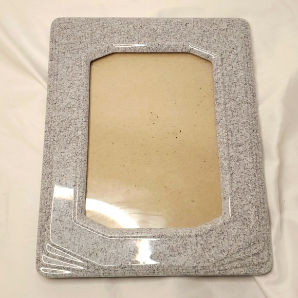 Vintage Picture Frame Rare 80s Look Gray Black Marble Tone Glass Photo Frame - Picture 3 of 7